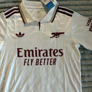 Adidas White and Maroon Arsenal Men's Jersey